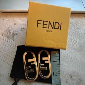 FENDI logo drop hoop earrings